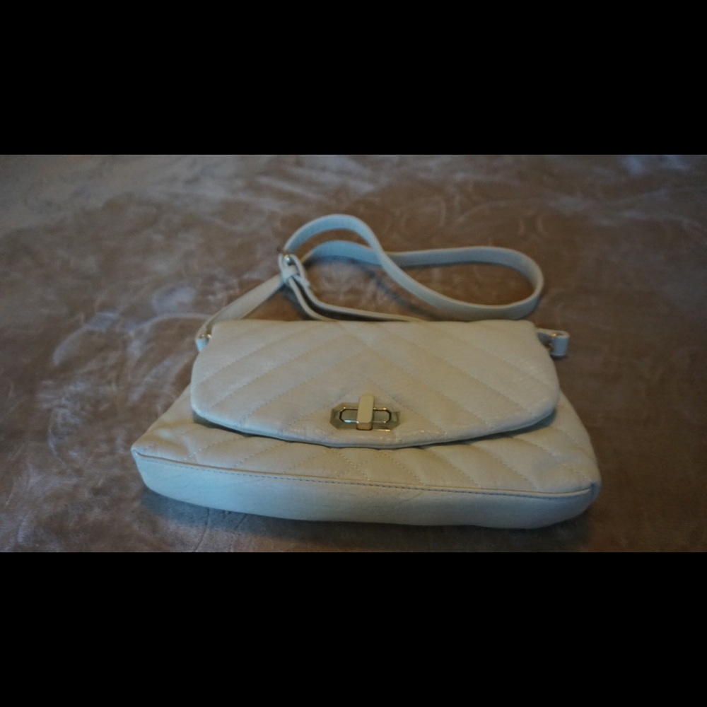 Cream colored handbag